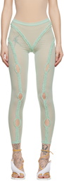BARRAGÁN Green Moni Sheer Holey Leggings