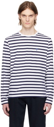 Tiger of Sweden White & Navy Linden Long Sleeve T-Shirt