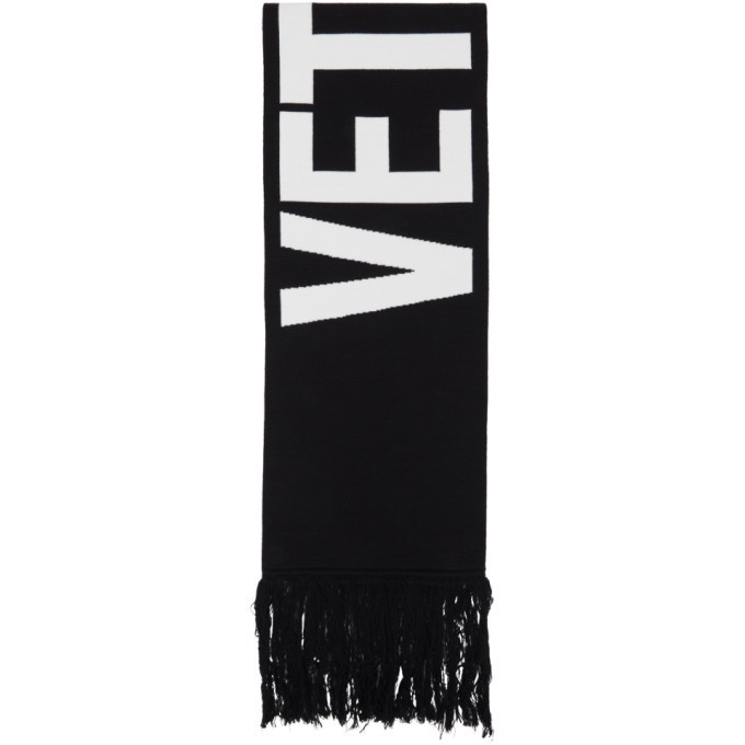 Photo: VETEMENTS Black and White Wool Double Logo Scarf