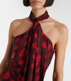 McQueen Skull scarf-detail halterneck silk top