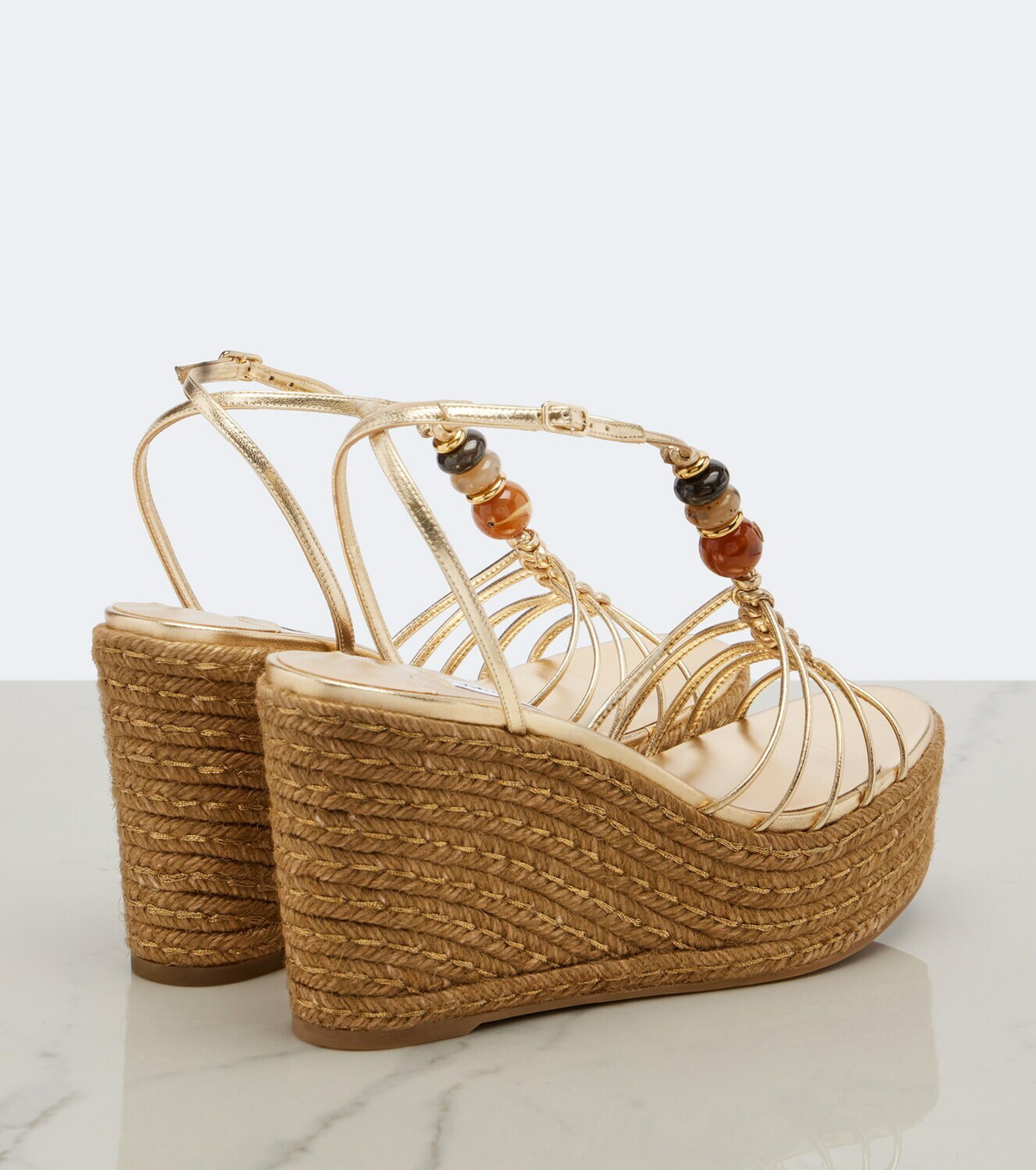 Jimmy Choo Lemi embellished leather wedge sandals
