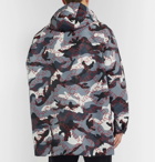 Valentino - Logo and Camouflage-Print Shell Hooded Coat - Gray