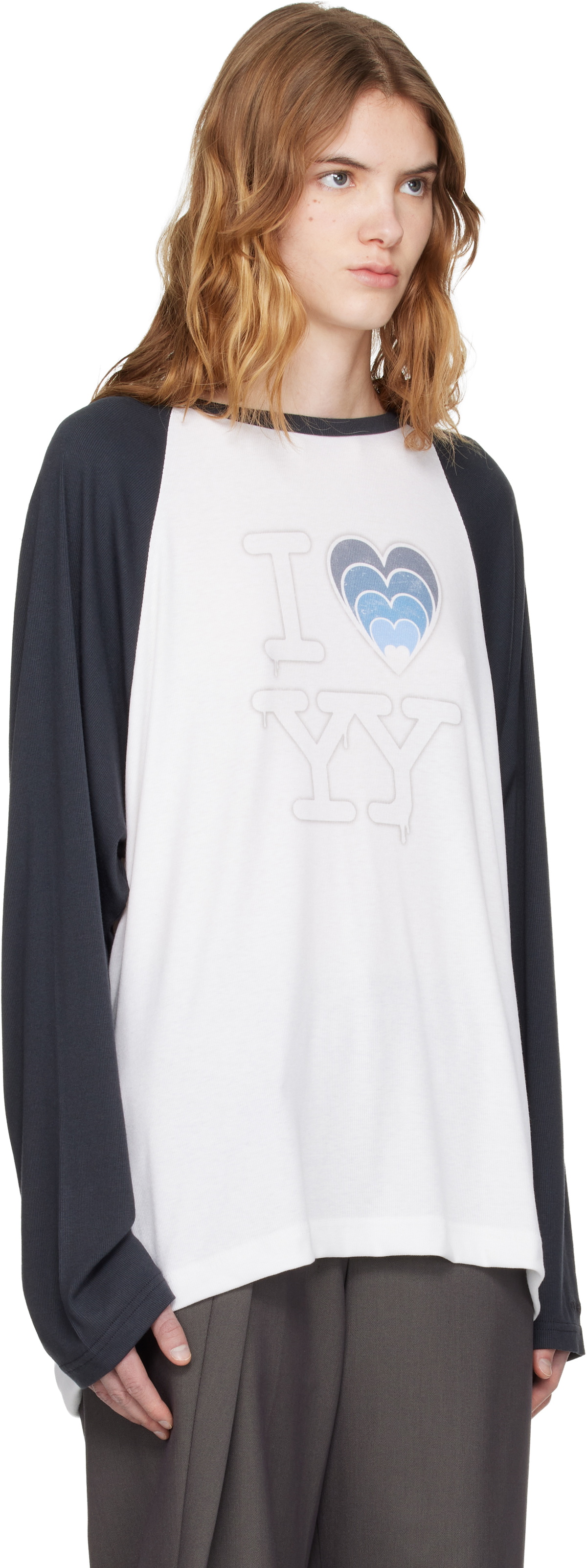 OPEN YY White & Blue 'I LOVE YY' Raglan T-shirt