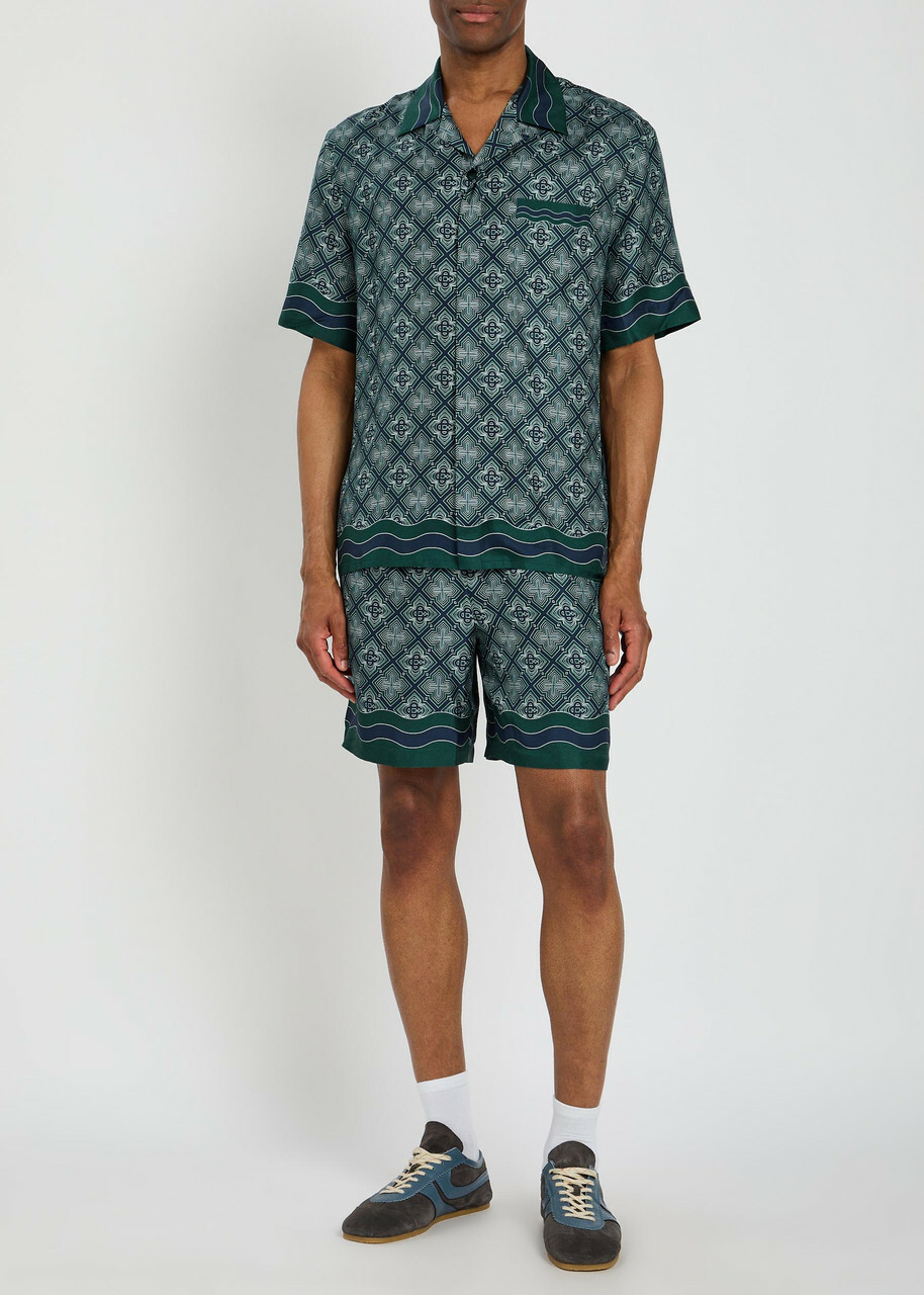 Casablanca Radiating Logo-monogram Silk Shirt Green