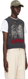 GANNI Gray Graphic Cats Vest
