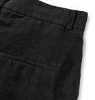 Isabel Benenato - Wide-Leg Dip-Dyed Linen Shorts - Black