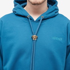 Versace Men's Medusa Tie Popover Hoody in Dark Teal