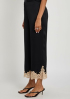 Rixo Marcela Lace-trim Wide-leg Satin Trousers Black