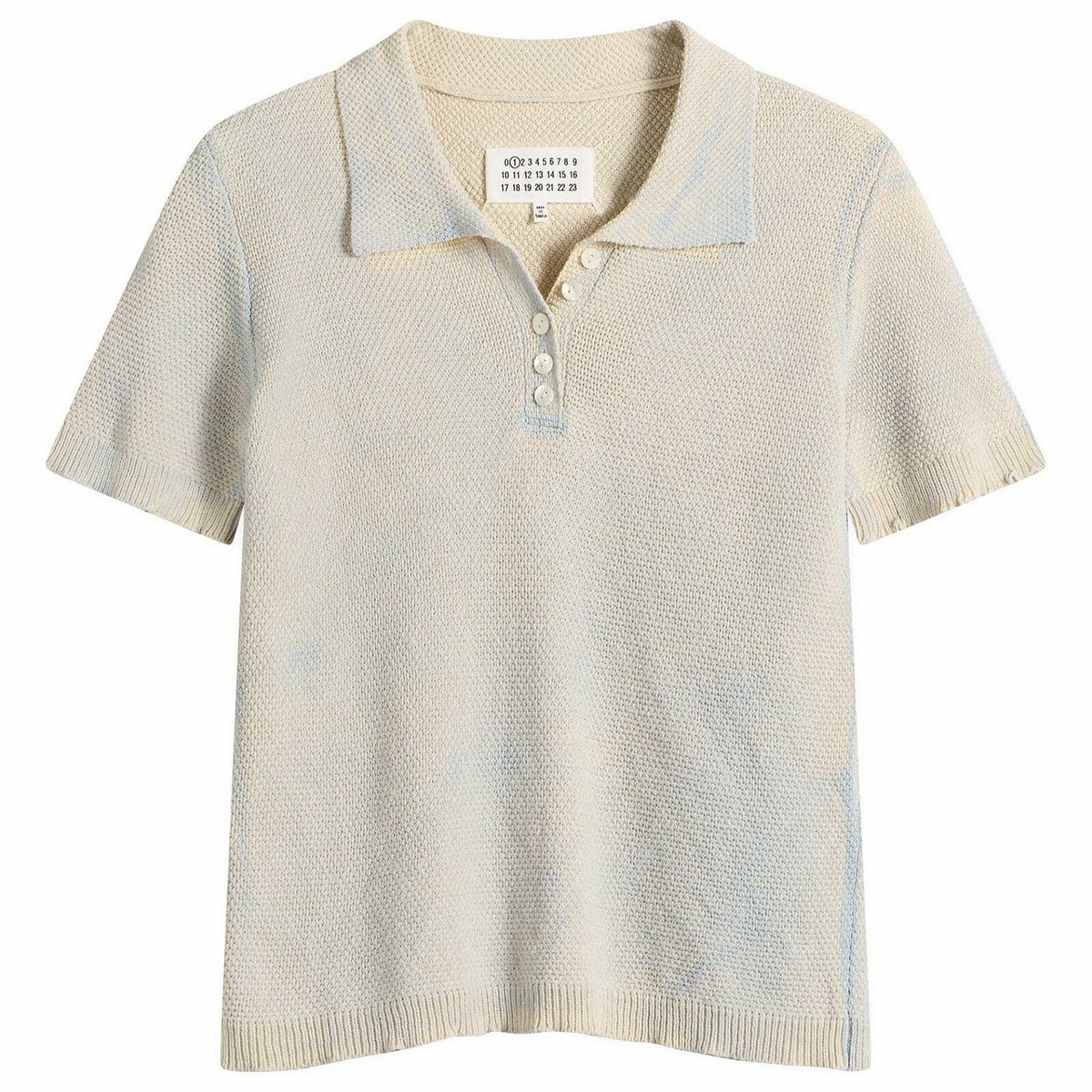 Maison Margiela Women's Stamped Cotton Polo in Pale Blue
