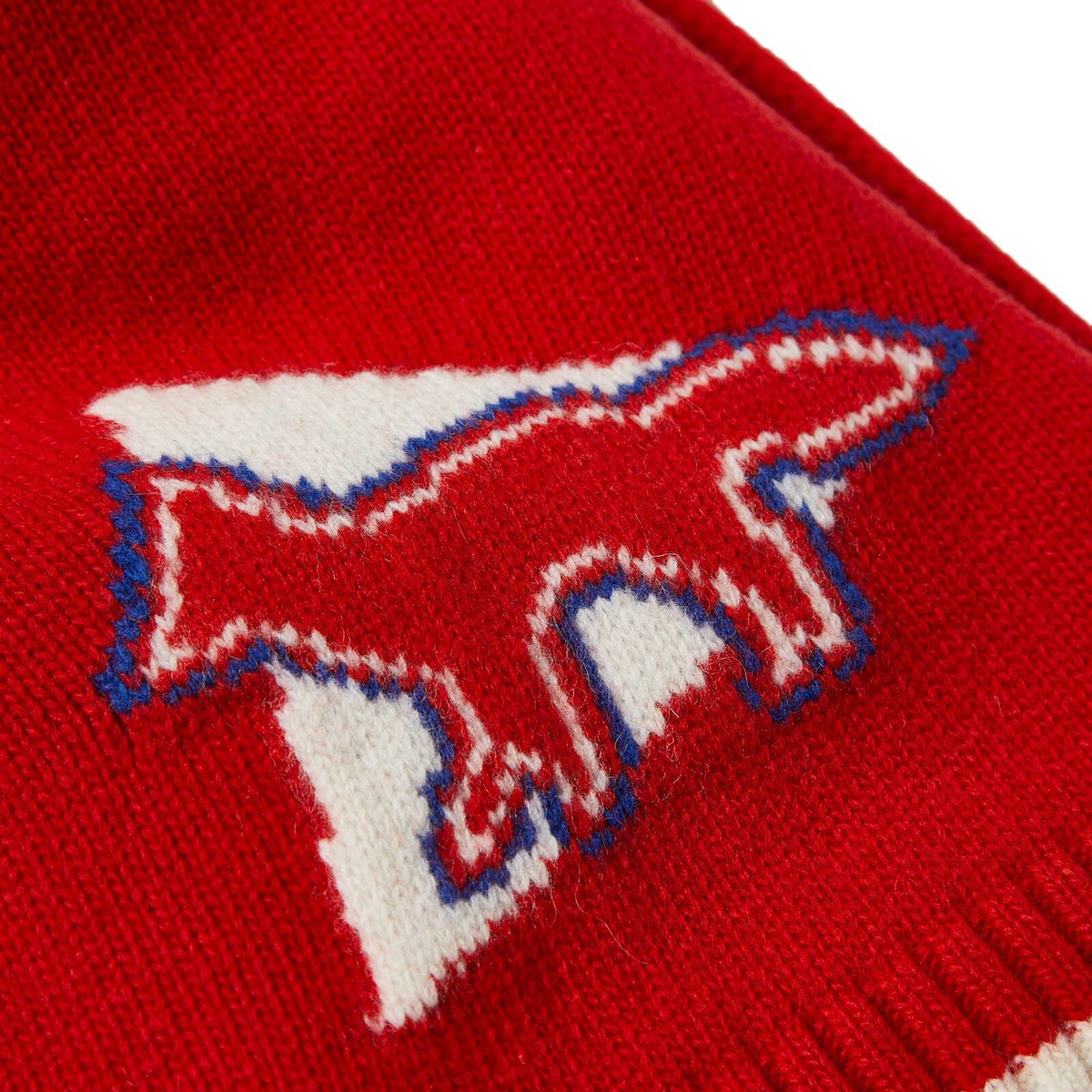 And Wander Men's x Maison Kitsuné Knit Stole in Red
