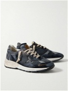 Golden Goose - Running Dad Distressed Scuba and Leather-Trimmed Mesh and Suede Sneakers - Blue
