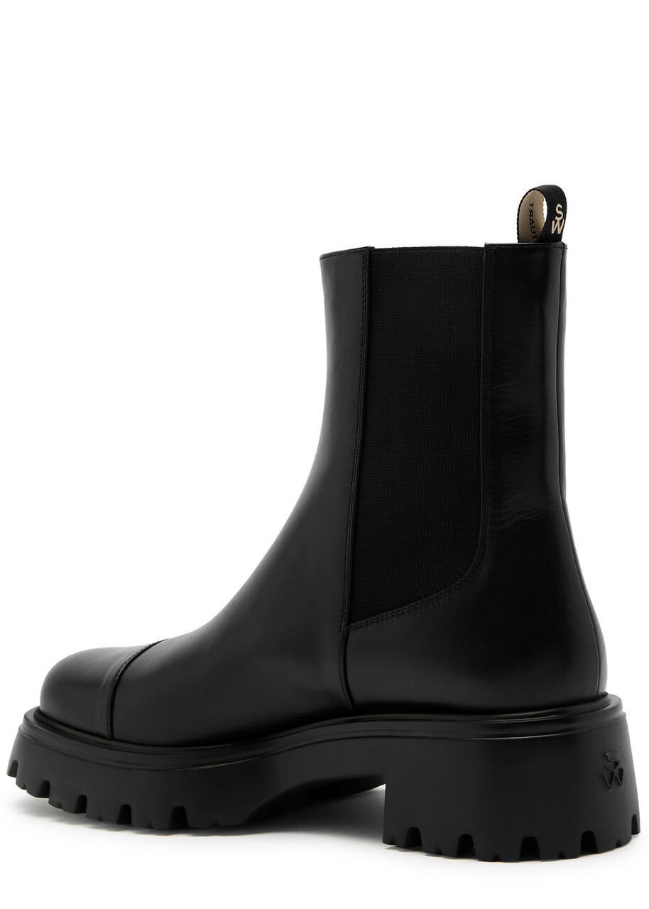 Stuart Weitzman Emerson 50 Leather Chelsea Boots Black