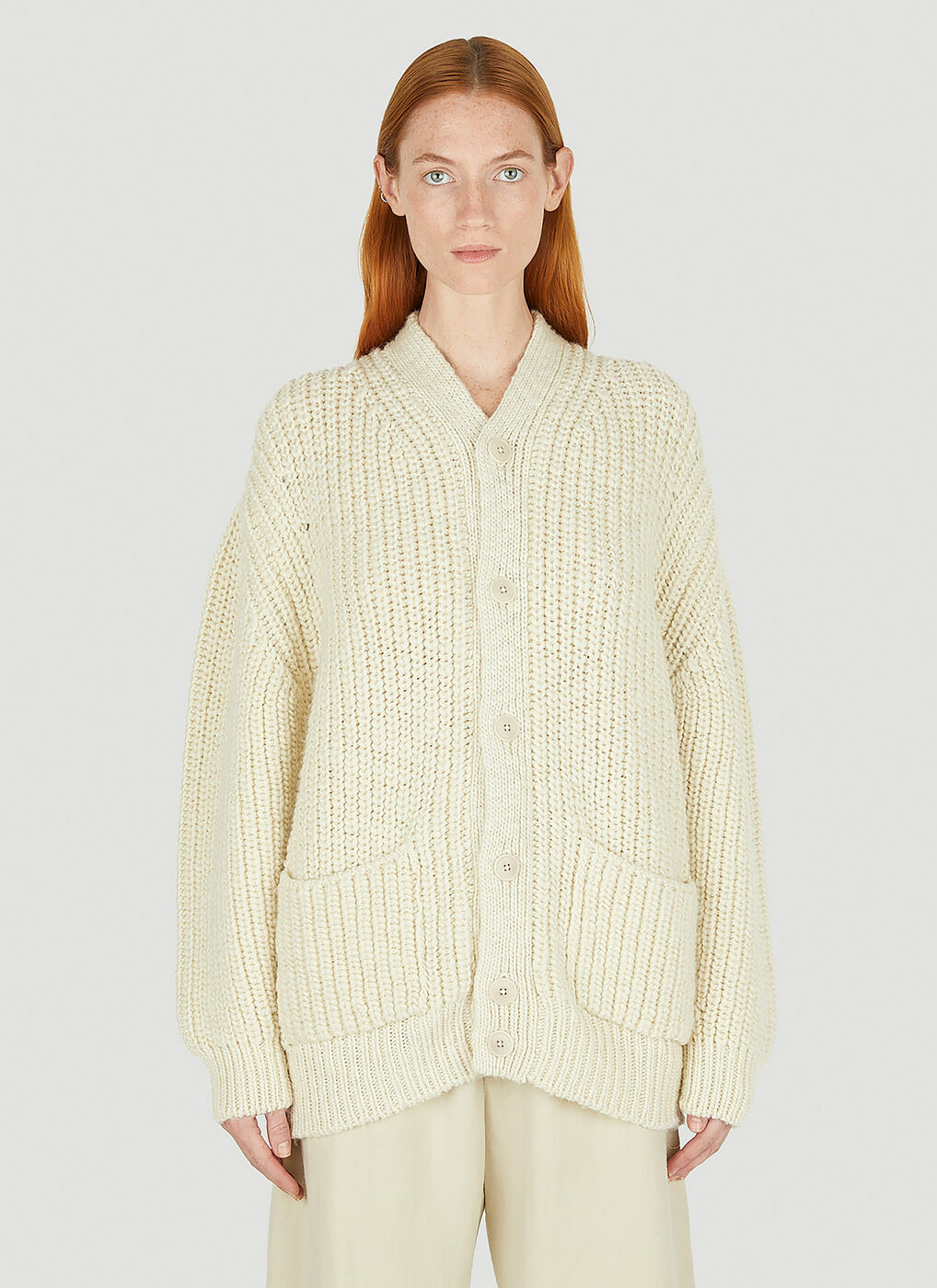 Chunky Cardigan in Cream Lemaire