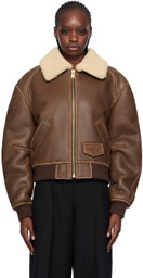 Recto Brown Paneled Leather Jacket