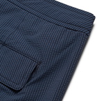 Onia - Calder Long-Length Striped Stretch-Seersucker Swim Shorts - Men - Navy