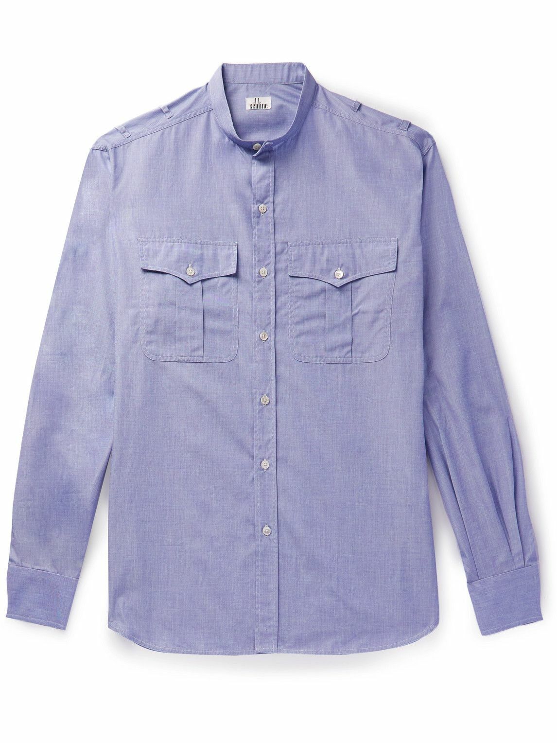 Sebline - Safari Pinstriped Cotton-Poplin Shirt - Blue