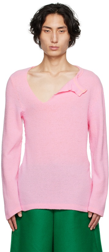 Photo: Comme des Garçons Homme Plus Pink Asymmetric Sweater