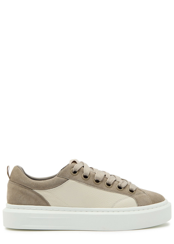 Photo: Cleens Ace Panelled Leather and Suede Sneakers Taupe