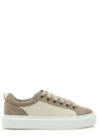 Cleens Ace Panelled Leather and Suede Sneakers Taupe