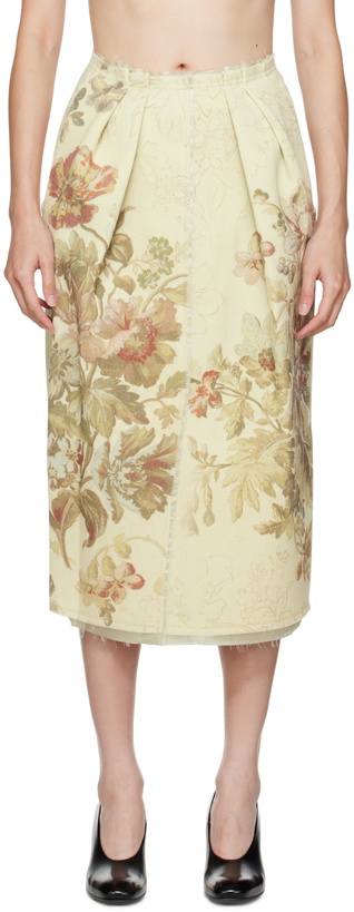 Photo: Dries Van Noten Off-White Floral Midi Skirt