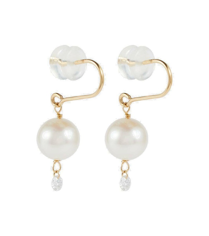 Photo: Persée 18kt gold pearl drop earrings with diamond