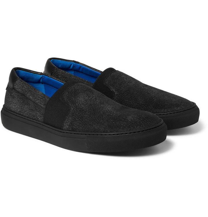 Photo: Balenciaga - Cracked-Nubuck Slip-On Sneakers - Men - Black