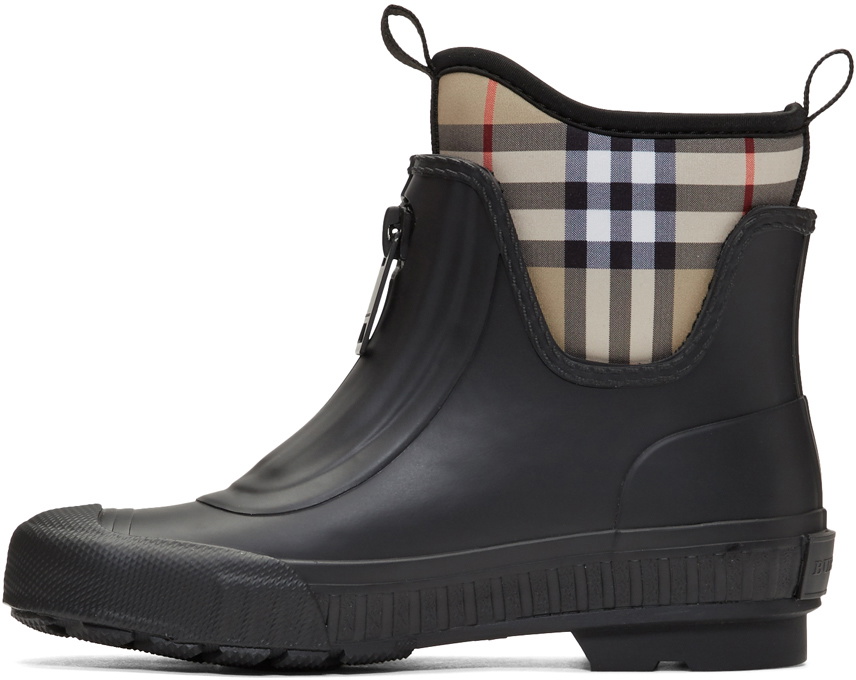 Burberry Black & Beige Flinton Rain Boots Burberry