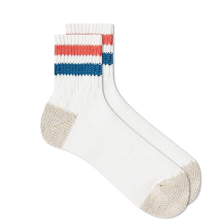 Photo: RoToTo Old School Ribbed Ankle Sock in White/Red/Blue