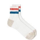 RoToTo Old School Ribbed Ankle Sock in White/Red/Blue