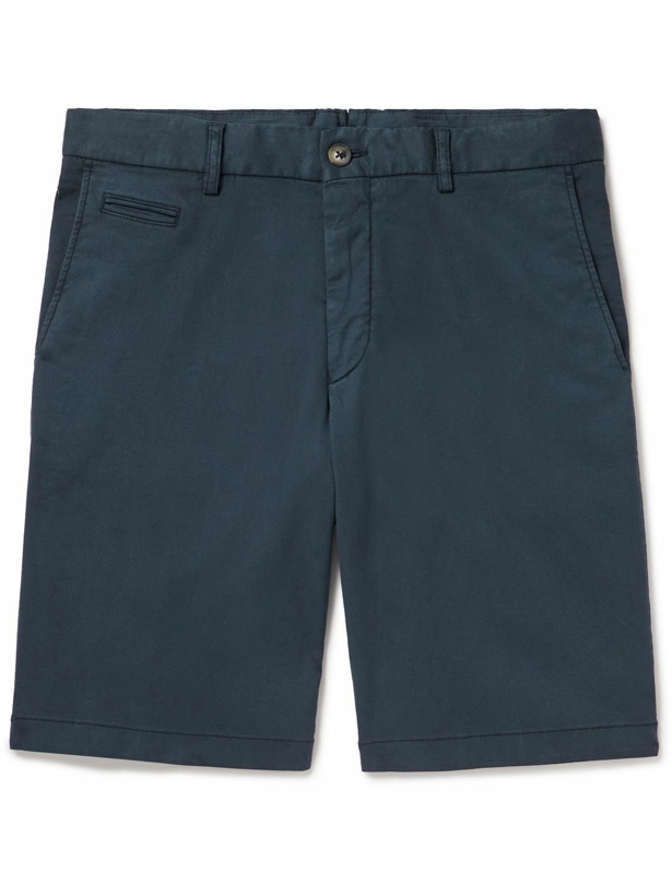Photo: Altea - Milano Straight-Leg Lyocell and Cotton-Blend Bermuda Shorts - Blue