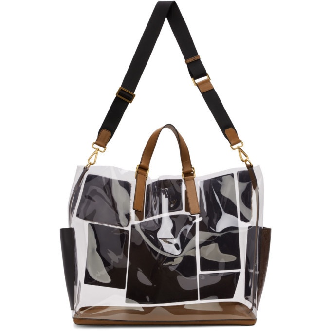 Photo: Fendi Transparent and Brown Leather and Fur Forever Fendi Patch Pocket Tote