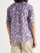 ISABEL MARANT - Mexikah Grandad-Collar Floral-Print Cotton-Voile Shirt - Purple