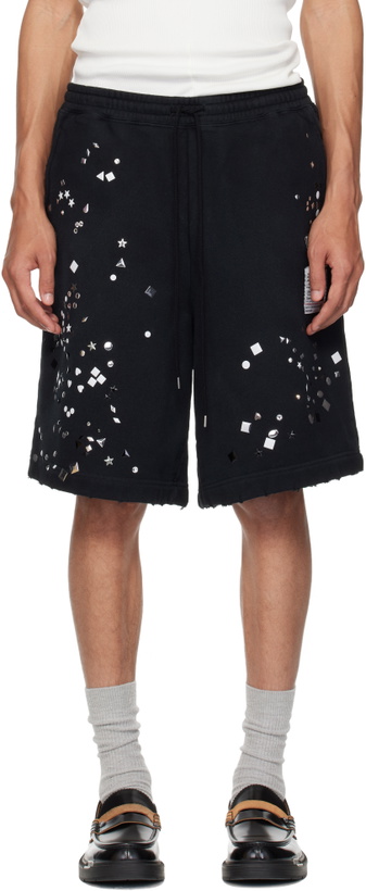 Photo: Maison MIHARA YASUHIRO Black Embellished Sweat Shorts
