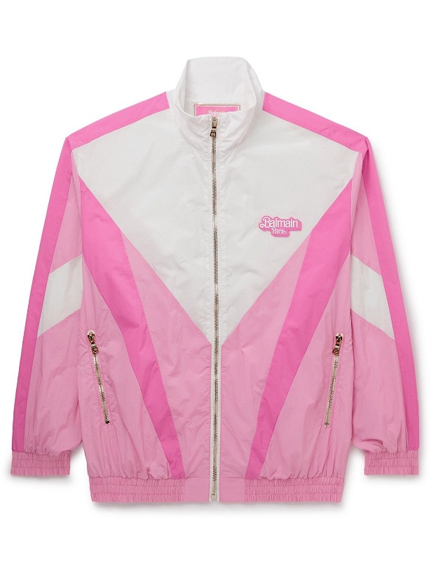 Photo: Balmain - Barbie Logo-Appliquéd Shell Track Jacket - Pink