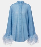 Oséree Lumière Plumage feather-trimmed shirt