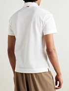 Zegna - Nubuck-Trimmed Cotton-Piqué Polo Shirt - White