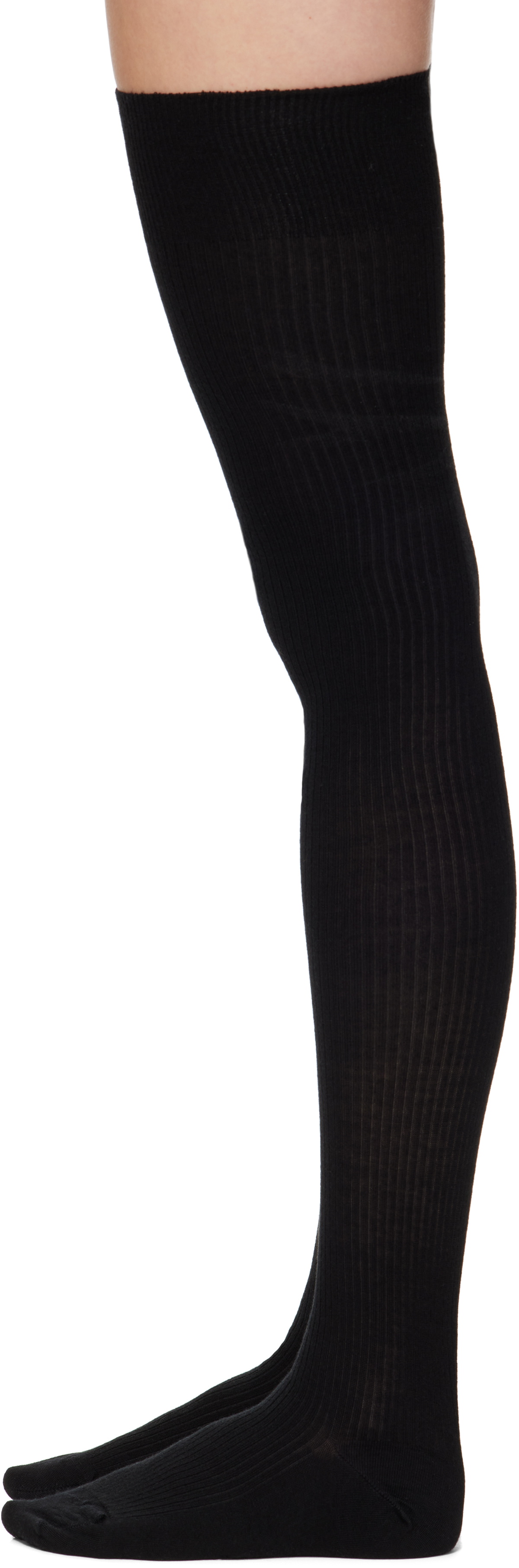 CDLP Black Over Knee Wool Rib Socks