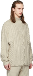 Fear of God ESSENTIALS Beige Cable Knit Turtleneck