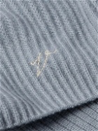 Valstar - Logo-Embroidered Ribbed Cashmere Sweater - Blue
