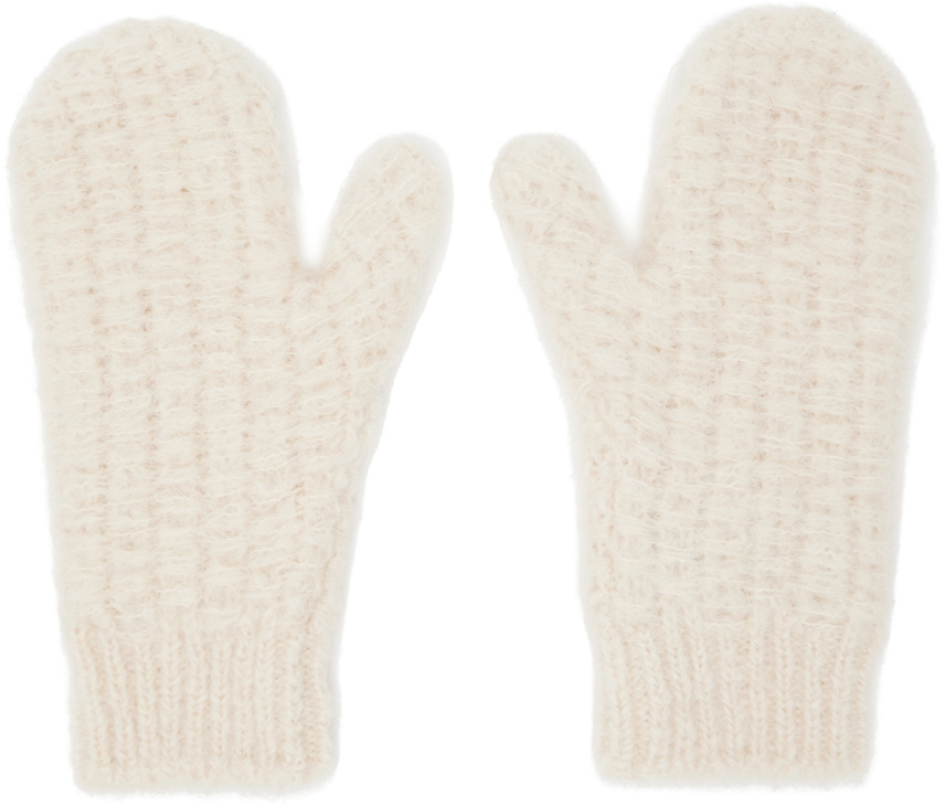 Jil Sander Off-White Mohair & Alpaca Mittens