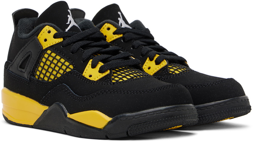 Nike Jordan Kids Black & Yellow Jordan 4 Retro Thunder Big Kids ...