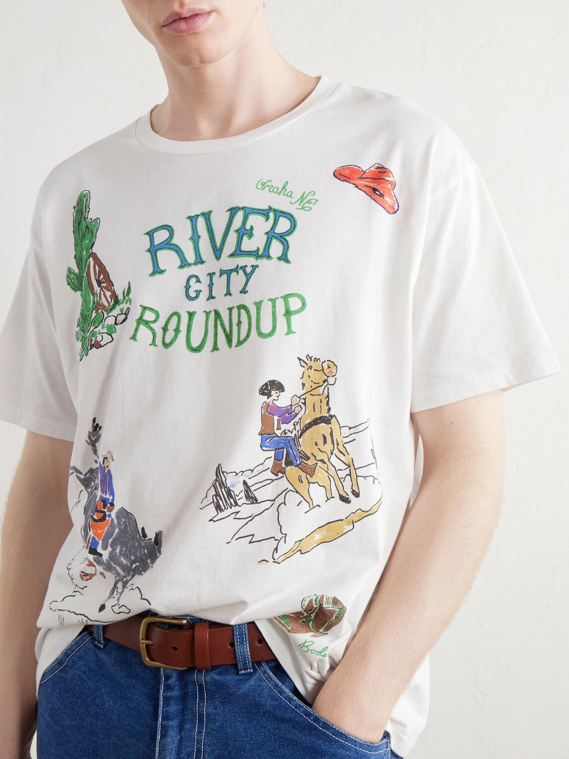 BODE - River City Printed Cotton-Jersey T-Shirt - Neutrals