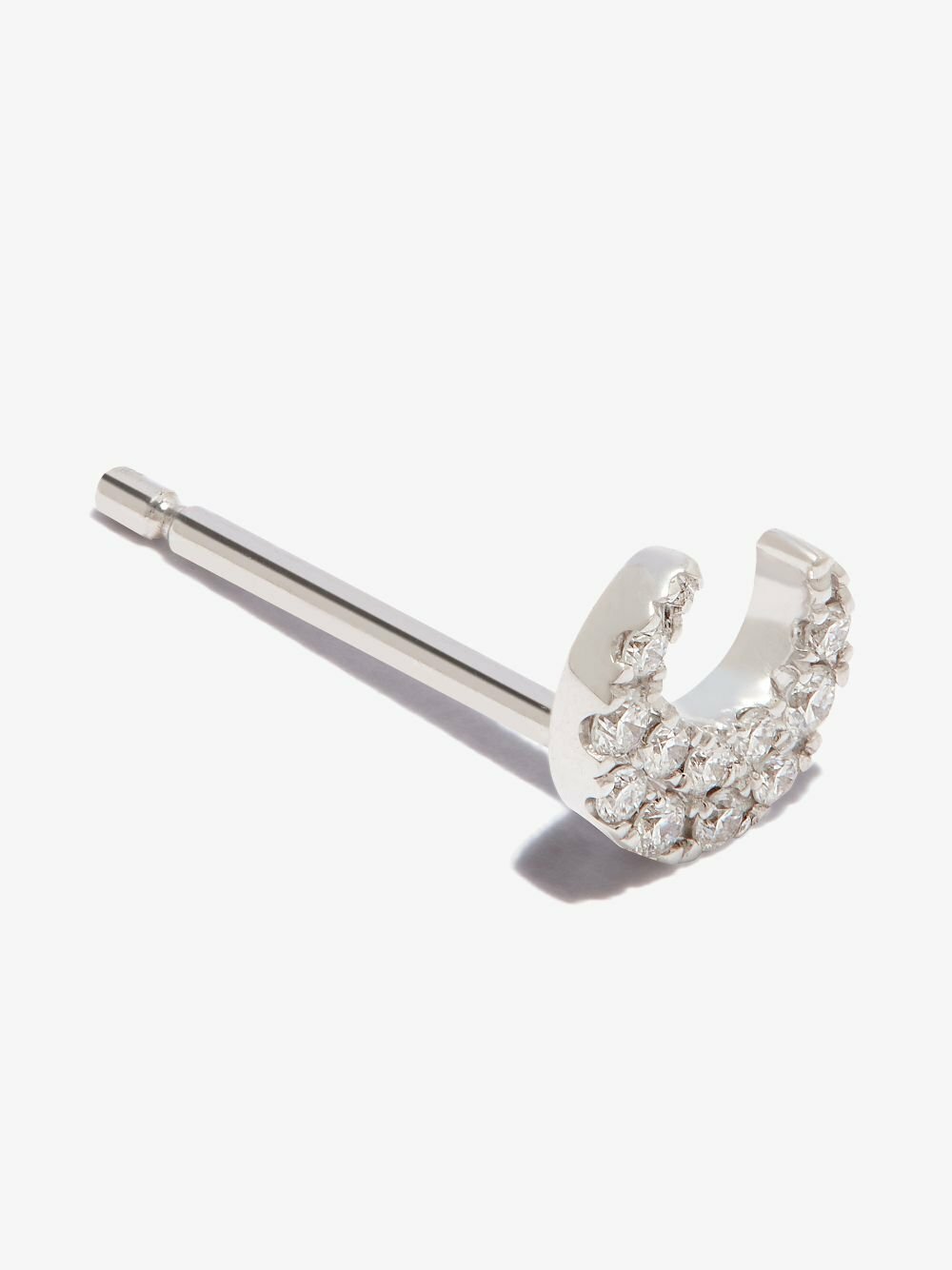 MARIA TASH 18K White Gold Moon Diamond Stud Earring