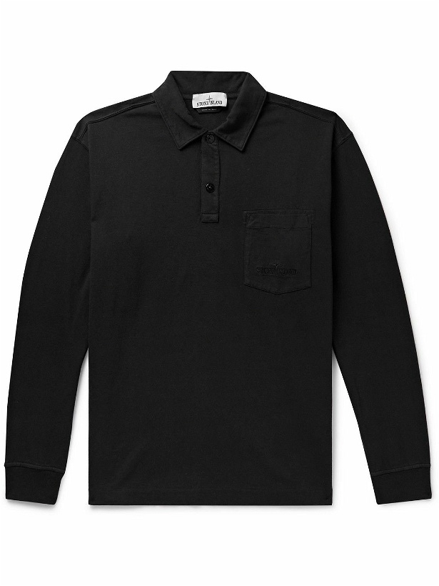 Photo: Stone Island - Garment-Dyed Cotton-Jersey Polo Shirt - Black