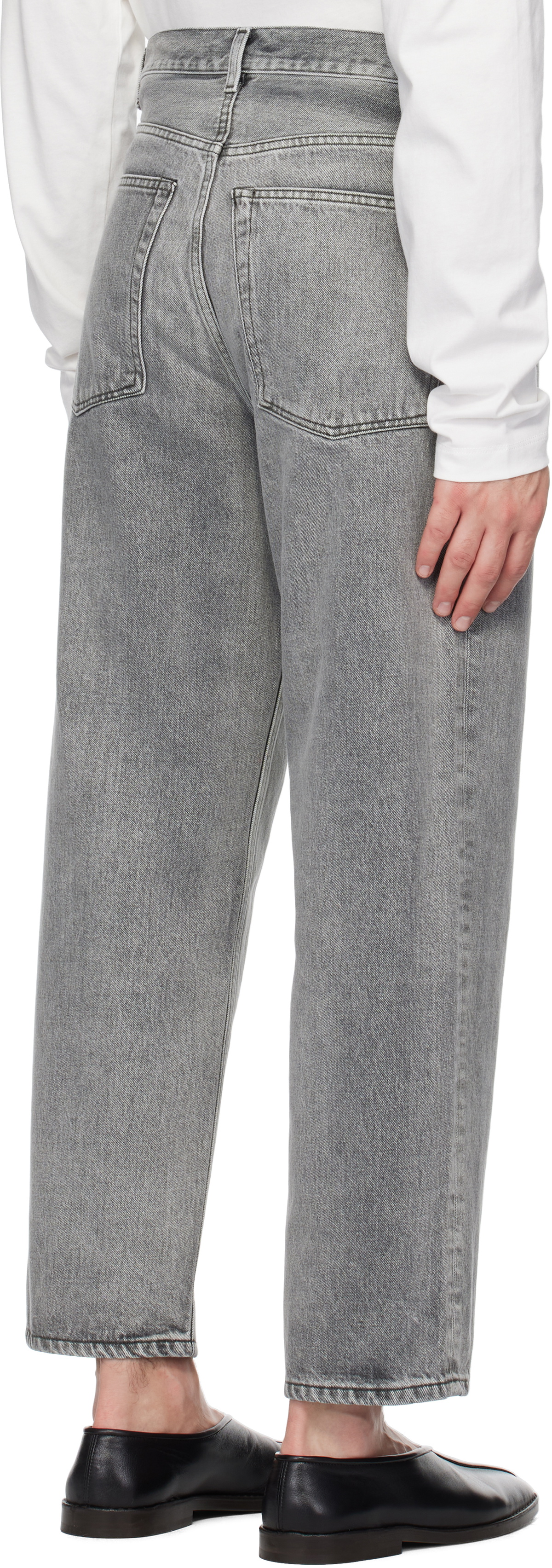 YLÈVE Gray Denim Baggy Fade Jeans