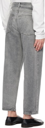 YLÈVE Gray Denim Baggy Fade Jeans