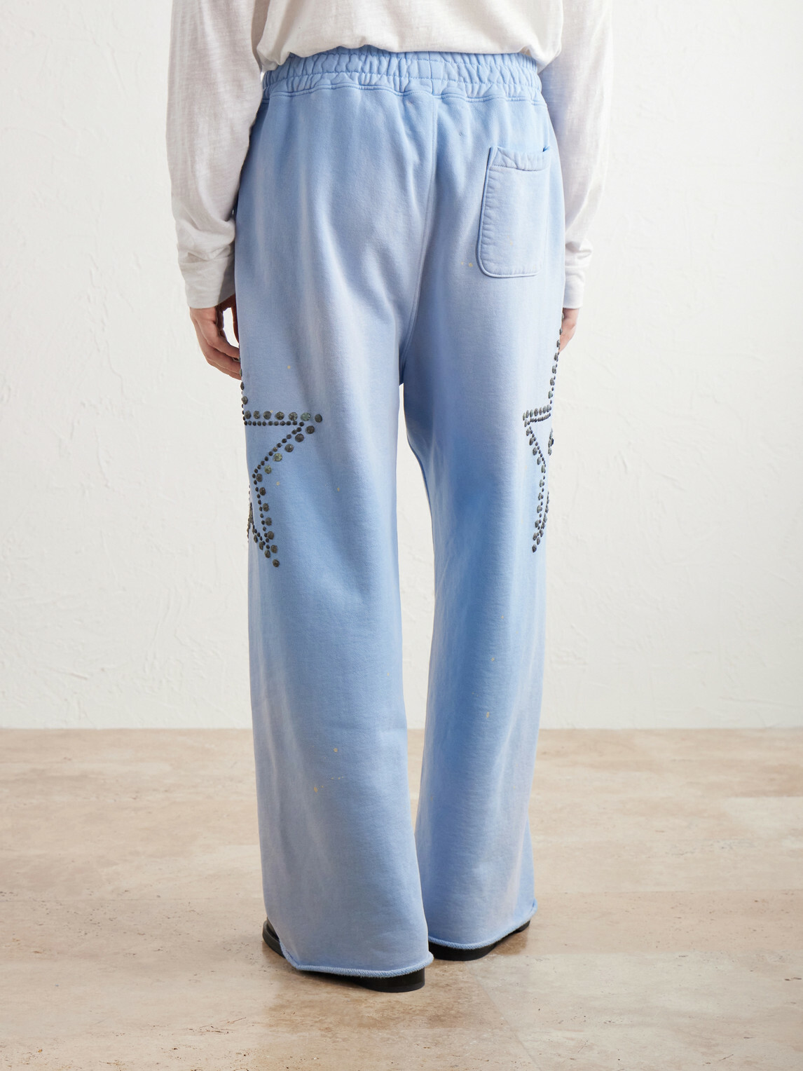 Satoshi Nakamoto - Straight-Leg Studded Cotton-Jersey Sweatpants - Blue