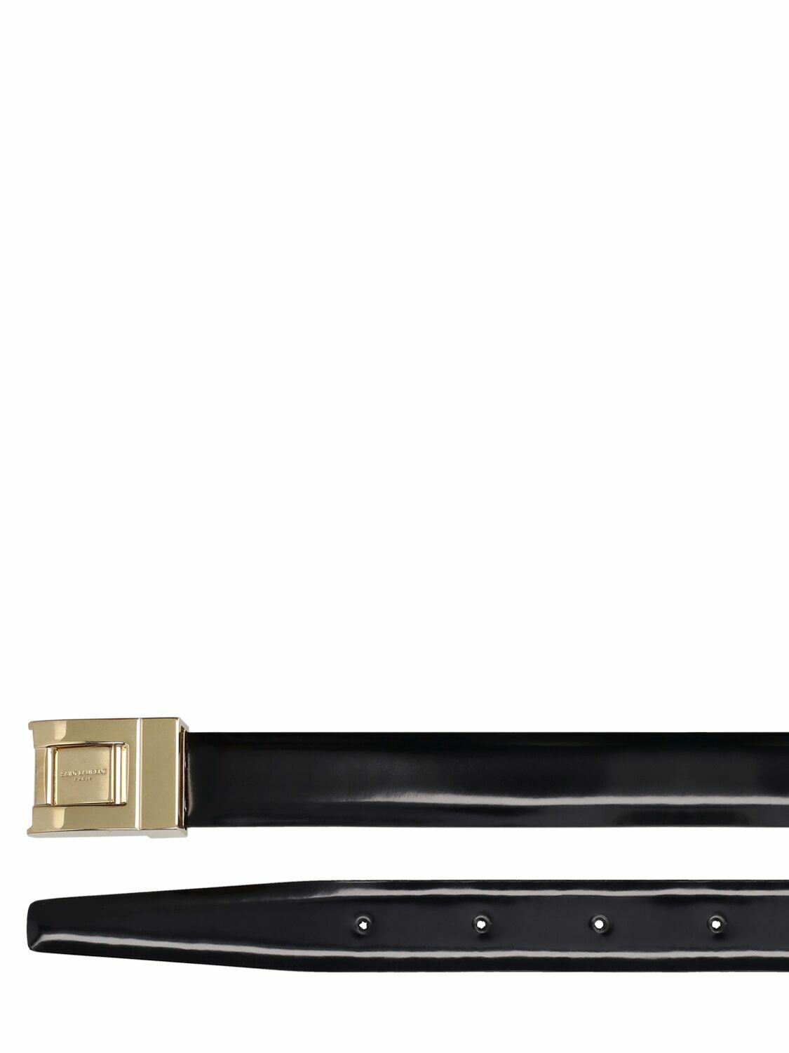 【Saint Laurent】カーフ セインチュール ブークレ LA 76 ベルト Saint Laurent Boucle LA 76 Belt in Black & Aged Gold | FWRD