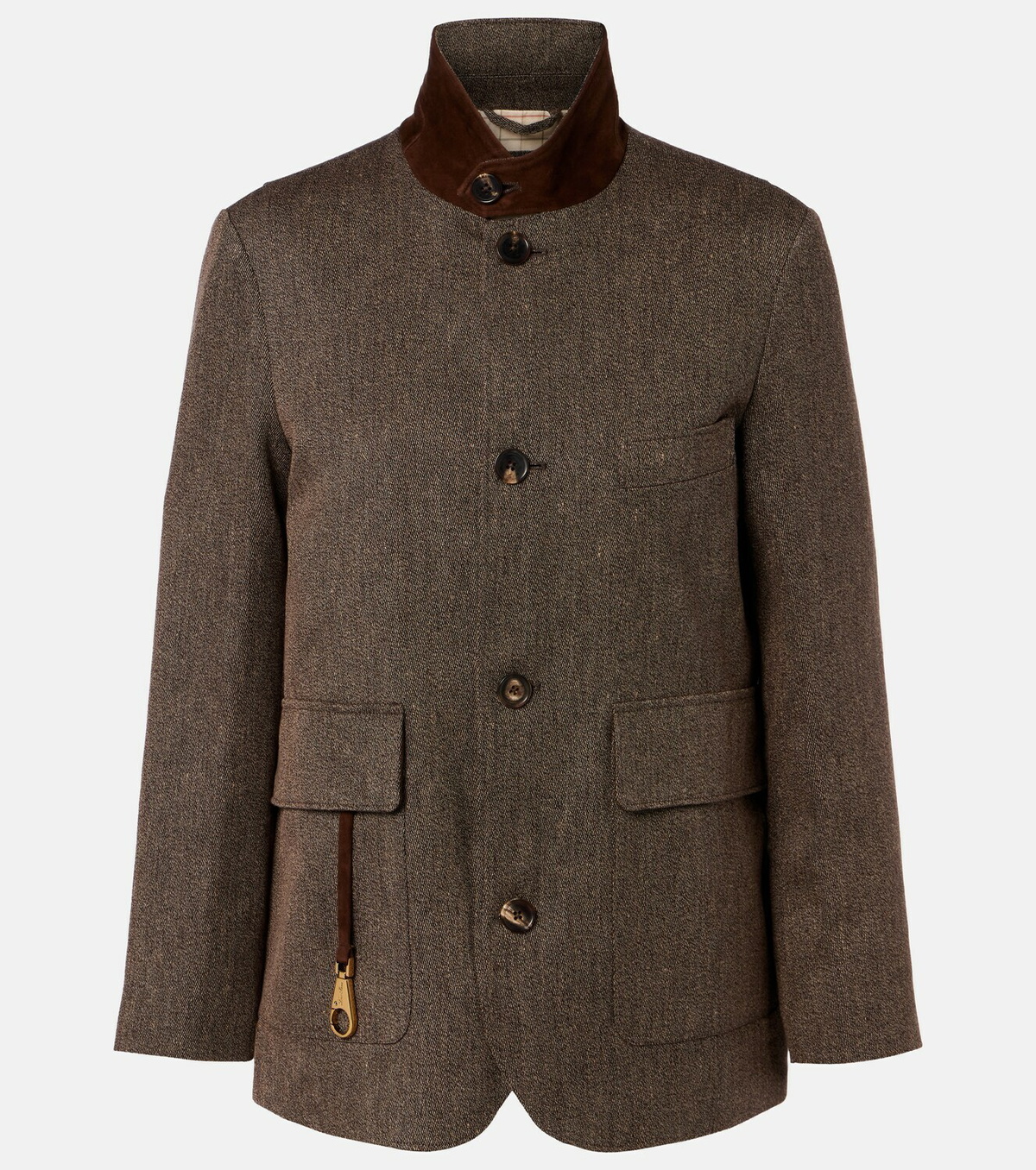 Loro Piana Suede-trimmed linen jacket