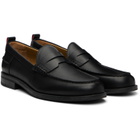 Hugo Black Leather Penny Trim Loafers